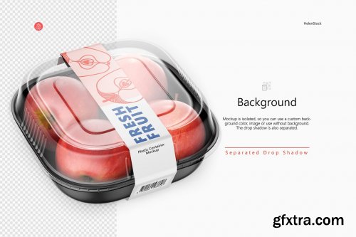 CreativeMarket - Plastic Container with Apples Mockup 5395363