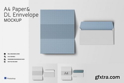 A4 Paper & DL Envelope Mockup
