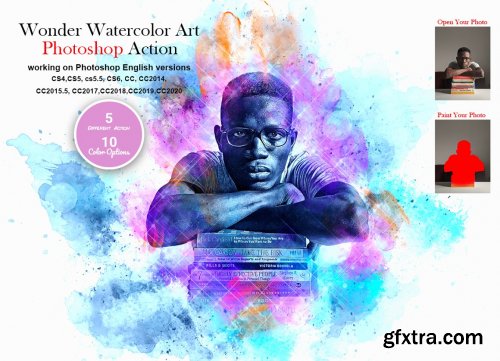 CreativeMarket - Wonder Watercolor Art PS Action 5604702