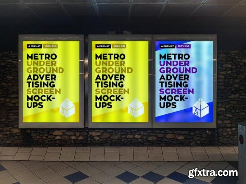 Metro underground advertising billboard mockup