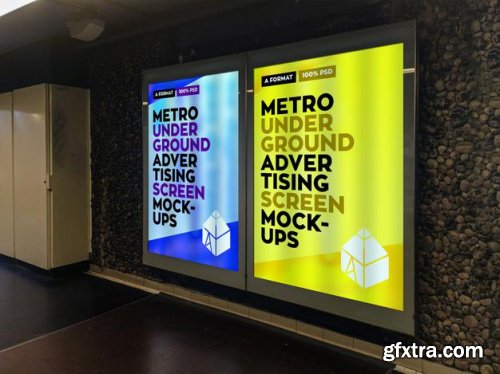 Metro underground advertising billboard mockup