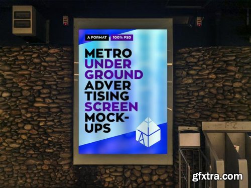 Metro underground advertising billboard mockup