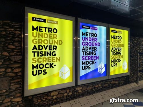 Metro underground advertising billboard mockup