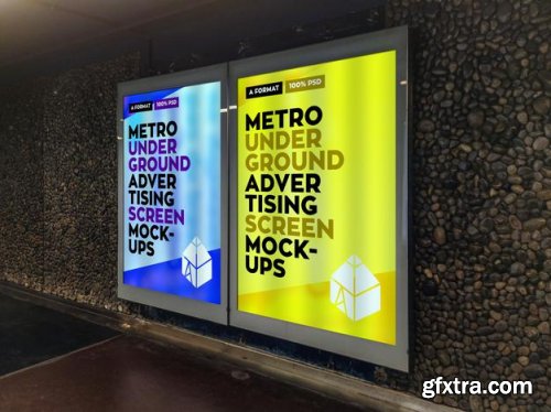 Metro underground advertising billboard mockup