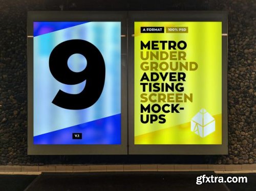 Metro underground advertising billboard mockup