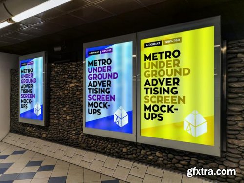 Metro underground advertising billboard mockup