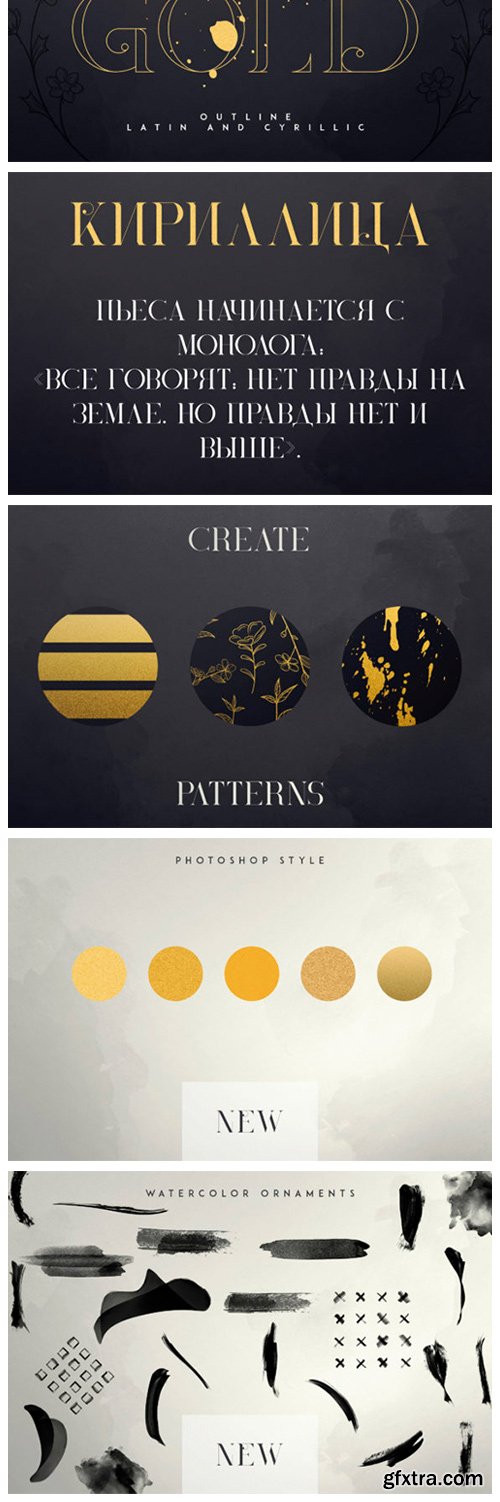 Black Gold Serif Font + Extras