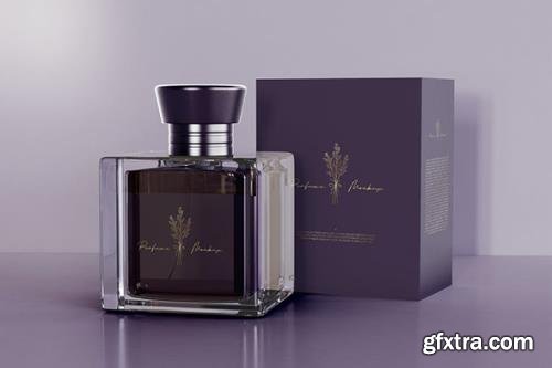 Perfume with Packaging Mockup Perfume with Packaging Mockup