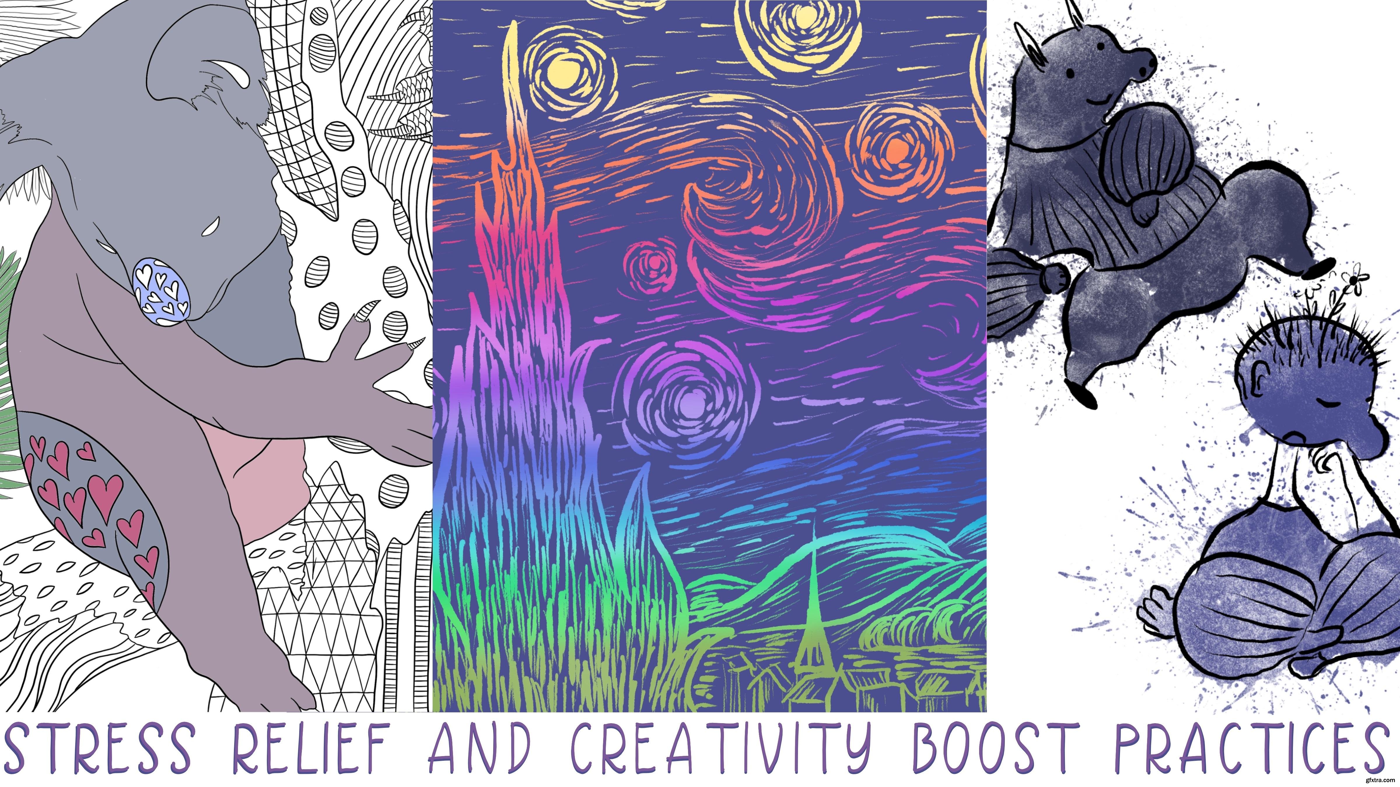 Stress relief and creativity boost art practices Procreate, paper