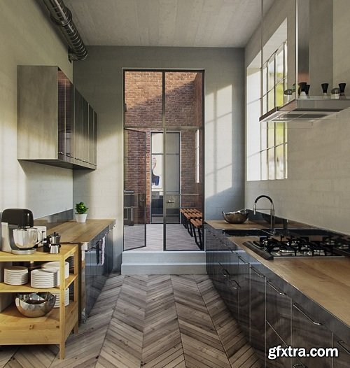 Kitchen Vray & Corona 3D Scene