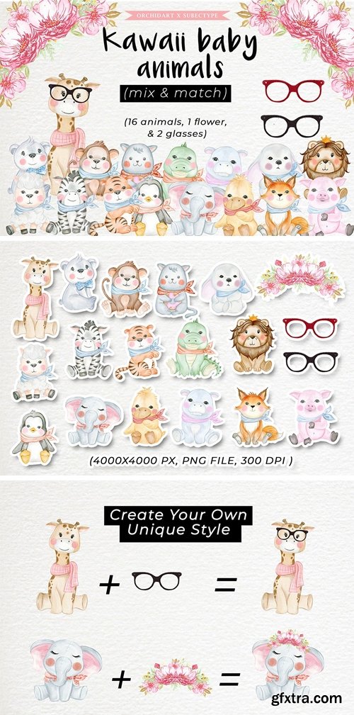 Baby Animal Cute Watercolor Illustration