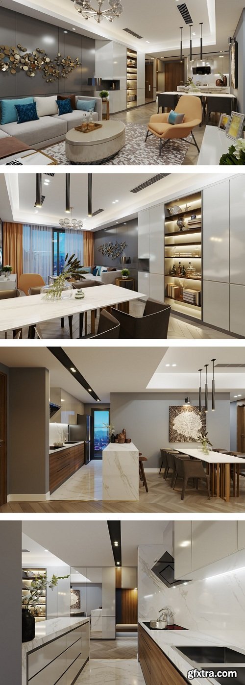 Kitchen - Livingroom Scene By QuyGia
