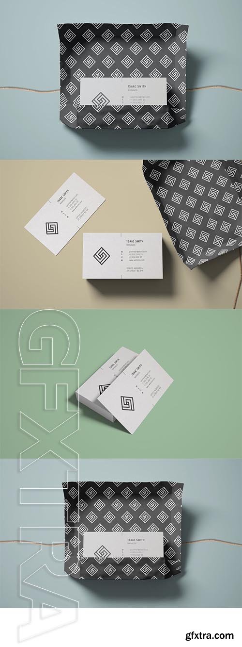 Business Card Stack with Wrapping Paper