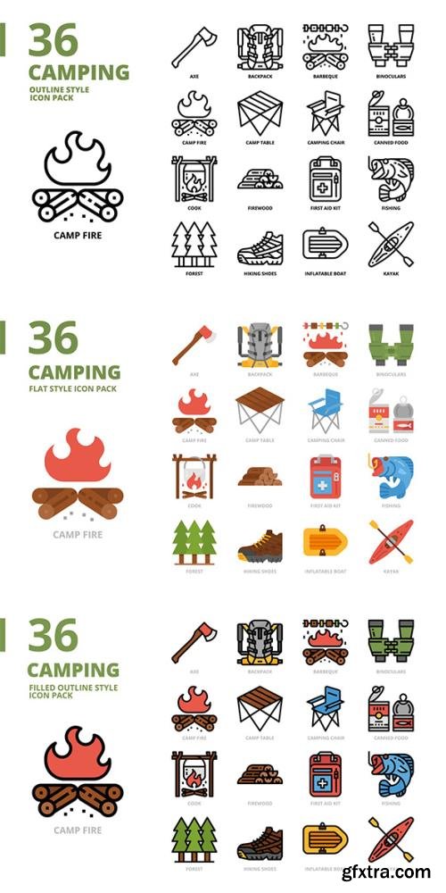 Camping Filled Outline, Flat