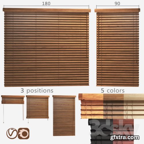 Wooden blinds 50mm, 2 options of width 90 and 180cm