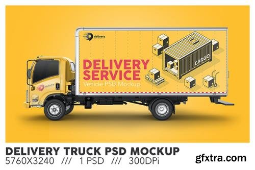 Delivery Truck PSD Mockup Delivery Truck PSD Mockup
