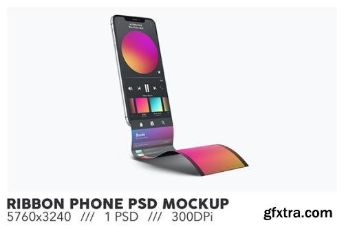 Ribbon Phone Screen PSD Mockup