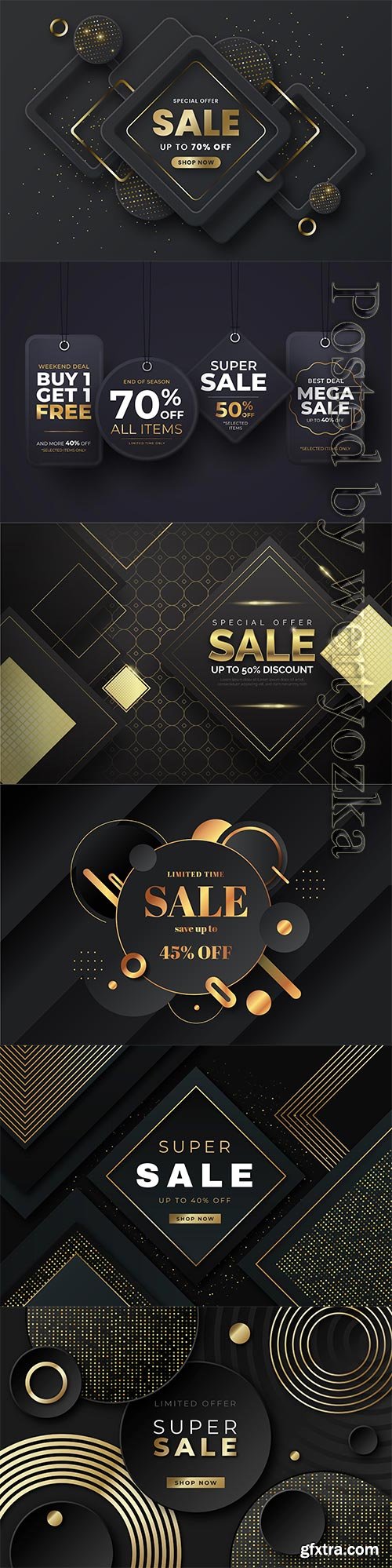 Luxury sale wallpaper with golden vector elements