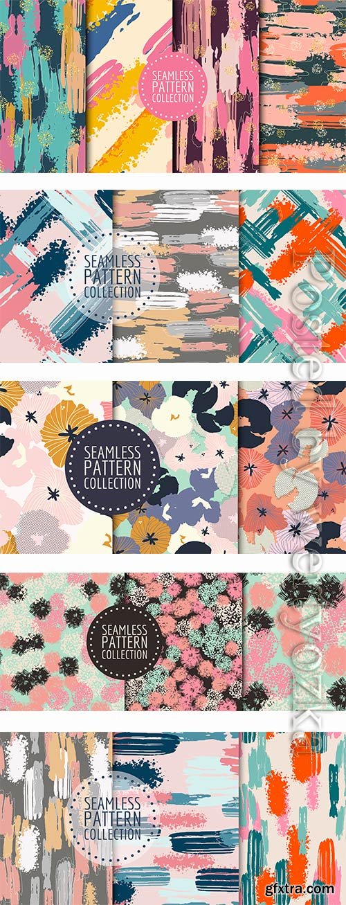 Hand drawn seamless pattern set in vector Hand drawn seamless pattern set in vector