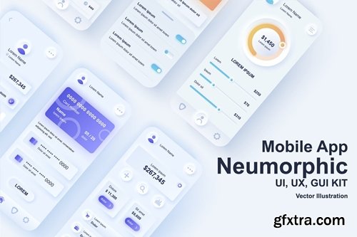 Neumorphic Online Banking Mobile App UI Kit