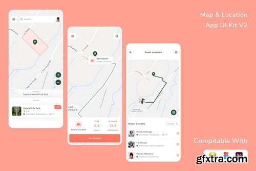 Map Location App UI Kit V2 GFxtra