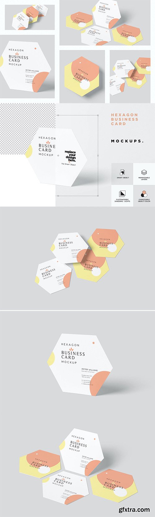 Hexagon Business Cards Mockups