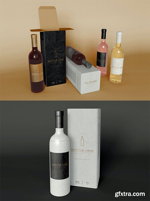 Wine Bottles Packaging Mockup