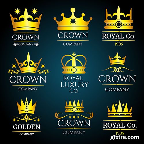 Luxury crown vintage monogram logos set