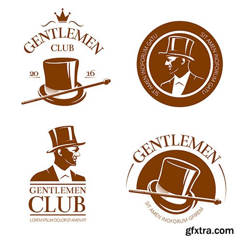 Retro gentlemen club emblems and labels 