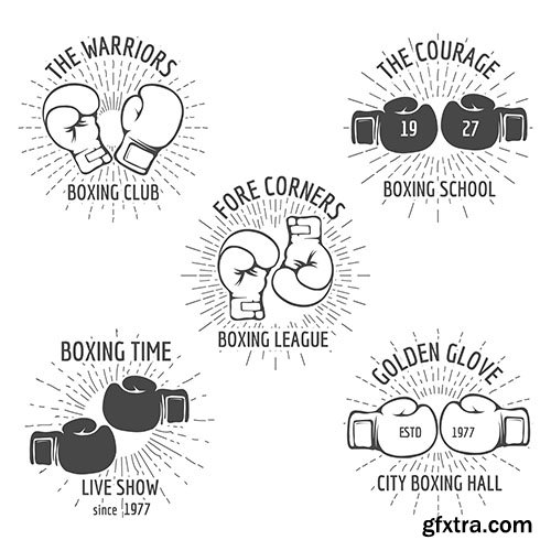 Vintage boxing logo set