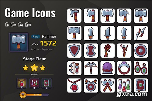 25 Iconset War Equipment for Games 