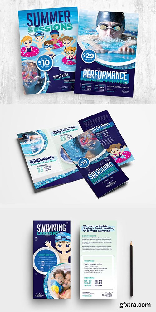 Swimming Pool Flyer & Brochure Templates Pack Swimming Pool Flyer & Brochure Templates Pack