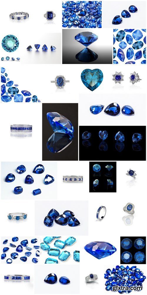Sapphires - Gemstones, Set of 32xUHQ JPEG Professional Stock Images
