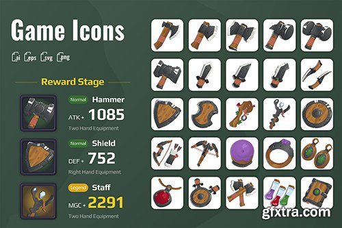 25 Iconset Medieval Equipment for Games 