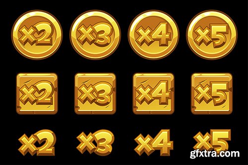 Gold bonus multiplied numbers for game set
