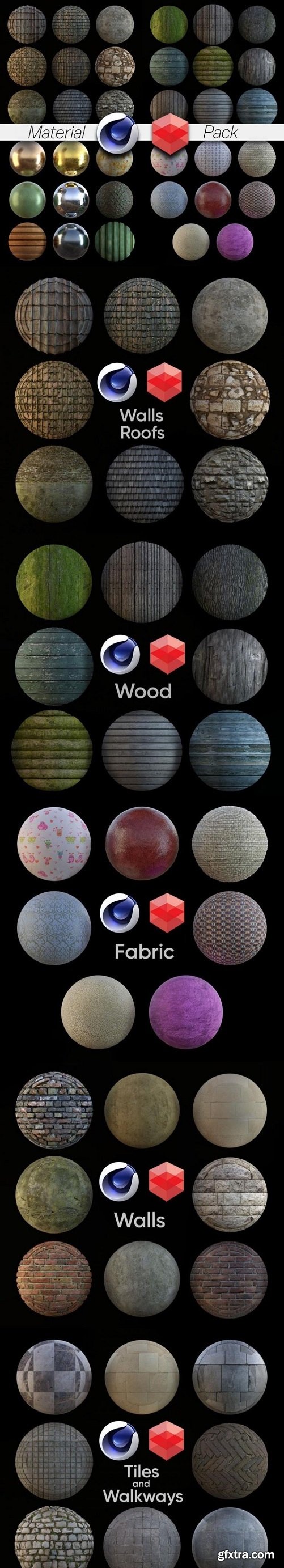 Redshift  Rustic Material Pack 99 (Cinema 4d  Only)
