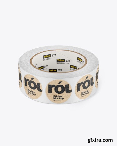 Roll w/Round Stickers Mockup 76769