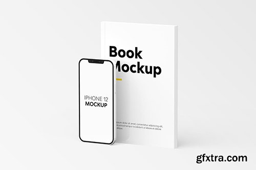 Book & iPhone 12 Mockup CTDC8XA Book & iPhone 12 Mockup CTDC8XA