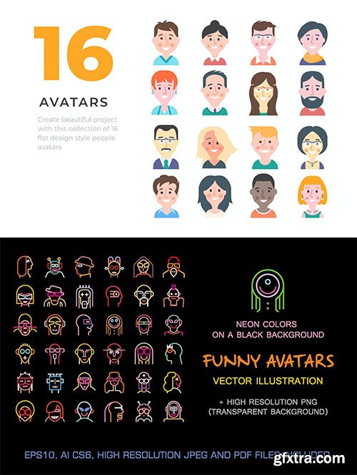Funny Vector Avatars Set