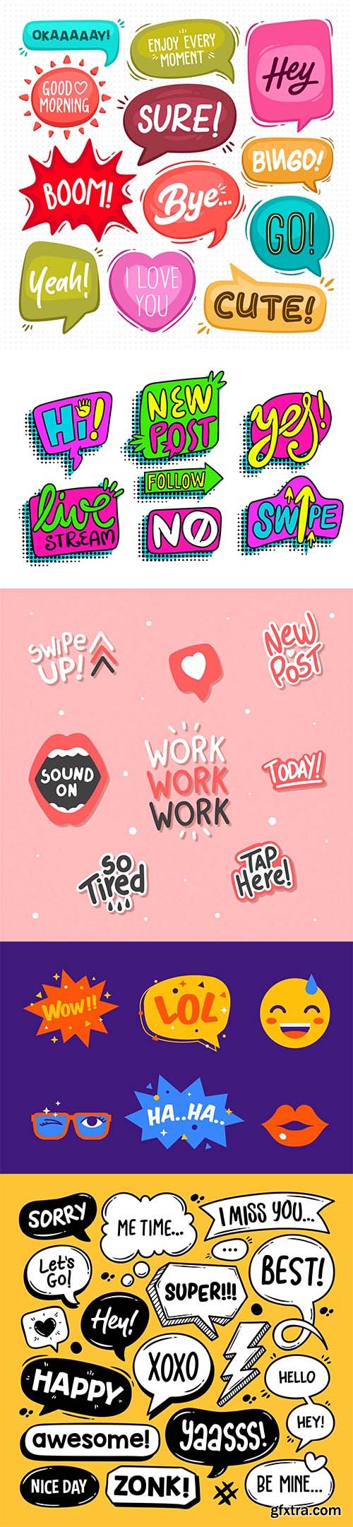 Speech bubbles hand-drawn coloring