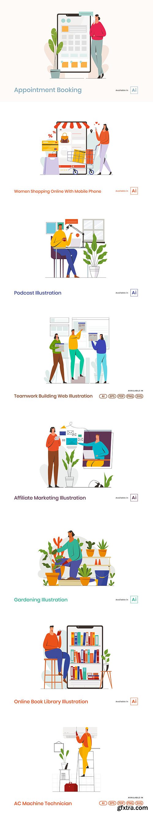 People Activities Vector Illustrations Vol 11