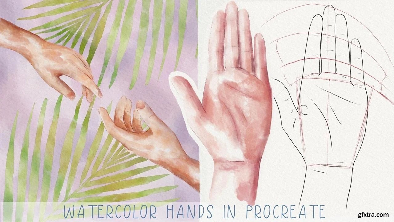 2 easy ways how to paint hands in watercolor style in Procreate