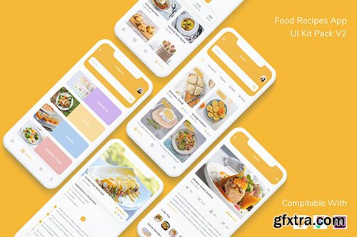 Food Recipes App UI Kit Pack V2 Food Recipes App UI Kit Pack V2