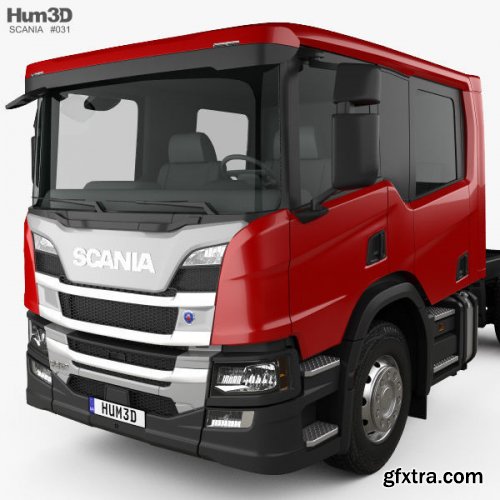 Scania P Crew Cab CP28 Chassis Truck 2017 3D model