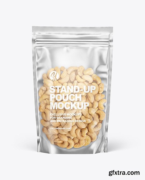 Frosted Plastic Pouch w/ Cashew Nuts  Mockup 78999