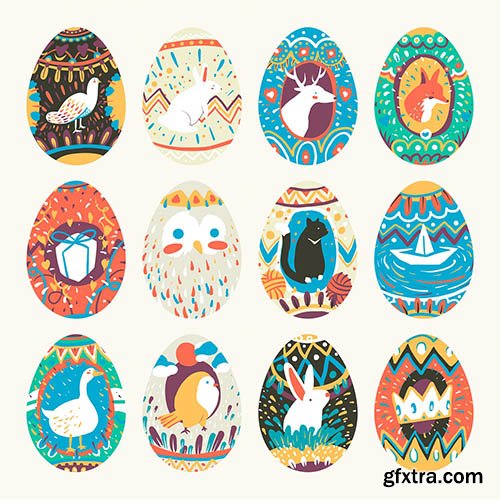 Easter festival painted eggs collection 