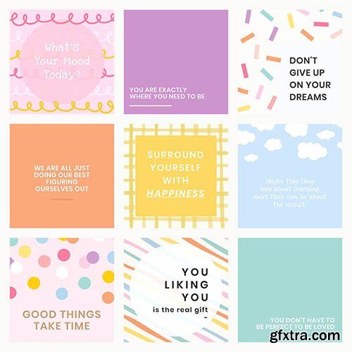 Social media quote template vector with inspirational text set 