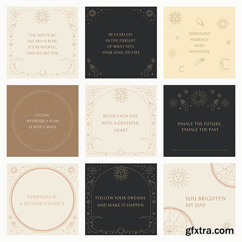 Celestial art vector editable template set