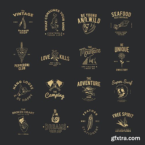 Motivational vintage badge set logo vector 
