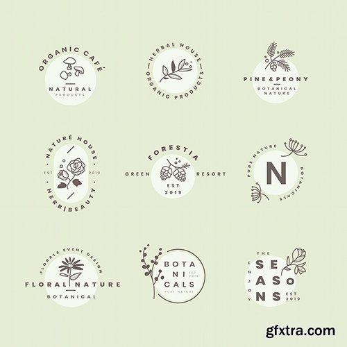 Set of botanical logo design vectors 